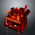 Chocolate Dessert With Dripping Chocolate Sauce Cherry And Decorative Chocolate Bars