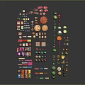 Colorful Assorted Food Display With Fresh Fruits Vegetables And Packaged Snacks Beverages