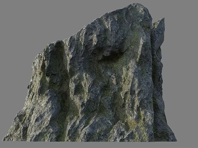 Natural Stone Rock With Rough Surface And Green Moss Texture Design 3d model