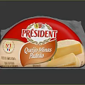 President Queso de Minas Fresco Cheese With Red Yellow Packaging And Sliced Portion