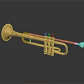 Shiny Golden Trumpet Musical Instrument For Home Decoration And