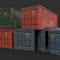 Colorful Stacked Container Building With Green Red Blue Containers And Open Door
