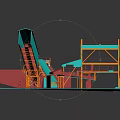 Vibrant 3D Stairs And Slide Structure With Blue Red Orange Metal Frames Design