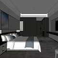 Luxurious Modern Hotel Room With King Bed Accent Chair TV And Wall Art