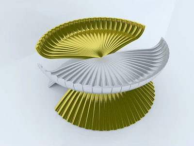 Creative Plate Decoration with Spiral Gold and Silver Fan Shaped Design for Modern Tabletop 3d model