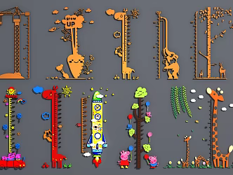 Modern Wall Decoration Wall Decoration Pendant Height Ruler Giraffe Wall Sticker 3d model