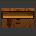 Open Wooden Tea Box Featuring Orange Interior Wooden Texture And Metal Latches Handles