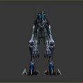 Skeleton Dinosaur Mount with Blue Spikes Mechanical Armor and Green Details