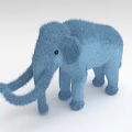 Blue Fluffy Elephant Stuffed Doll with Soft Plush Fur and Cute Appearance