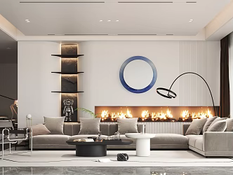 Home Living Room Cream Wind Living Room Living Room Multi-Person Sofa Combination 3d model