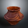 Hand Carved Reddish Brown Pottery Sculpture With Wavy Design Patterns 3d model