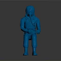 Blue Astronaut Figure In Sitting Pose With Helmet And Gear Details