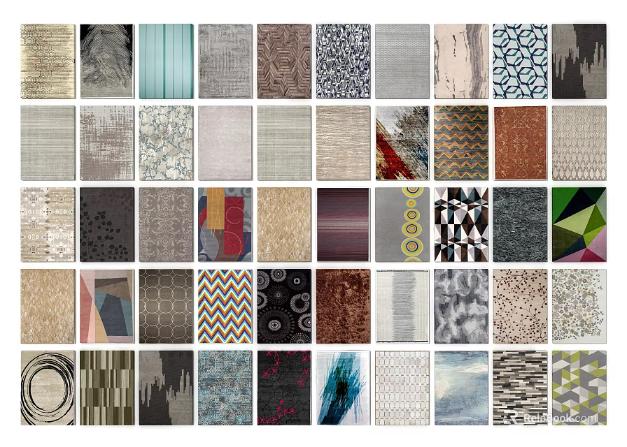 Various Patterned Square Rugs With Colorful Designs And Textures For Home Decor 3d model 