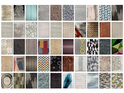Various Patterned Square Rugs With Colorful Designs And Textures For Home Decor 3d model
