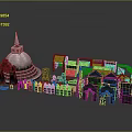 Traditional Architectural Complex Featuring Dome Structure With Red Roofs And Enclosure Walls
