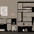 Modern Black Multi Tiered Shelving Unit With Books Vases And Decorative Items