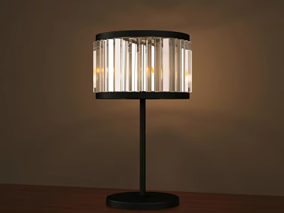 Modern Table Lamp With Black Base And Transparent Cylindrical Warm Light Shade 3d model