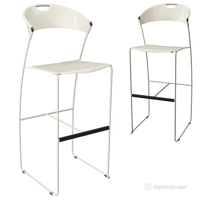 Sleek Modern Bar Stools With White Seat Metal Frame And Black Accents Design 3d model 