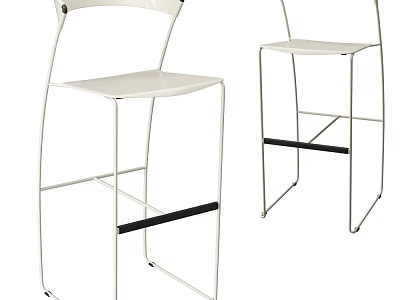 Sleek Modern Bar Stools With White Seat Metal Frame And Black Accents Design 3d model