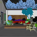 Rooftop Garden Terrace With Wooden Wall Cozy Sofa Area Green Plants And Fire Pit