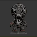Mechanical Robot Character With Metallic Texture Round Head And Armored Body