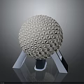 Detailed Iconic Spherical Architectural Structure With Geometric Pattern And Blue Base Support