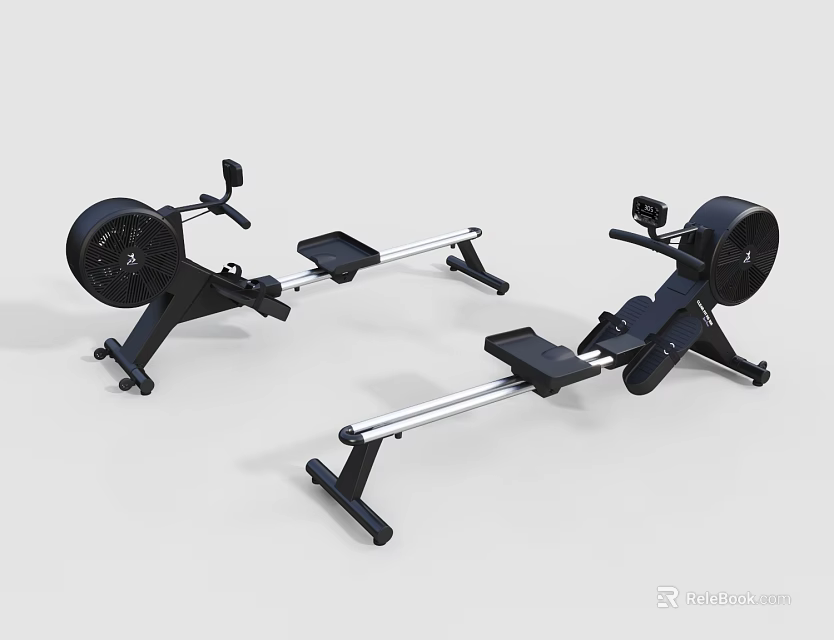 Home Use Rowing Machines With Fan Resistance Adjustable Seat And Monitor 3d model 