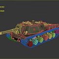 Green Military Tank With Red Star Cannon Turret And Metal Tracks