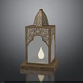 Traditional Ornate Lantern With Carved Hollow Patterns And Wooden Base