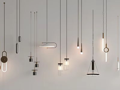 Modern Contemporary Pendant Lights With Various Designs And Metal Glass Elements 3d model