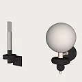 Modern Wall Lamps Featuring Glass Cylinder And Spherical Shade With Black Base