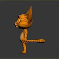 Cute 3D Cartoon Cat Character With Orange Fur Big Blue Eyes Standing And Outstretched Arms
