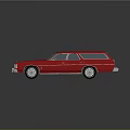 Red Shiny Station Wagon With Chrome Accents Parked On Black Reflective Background