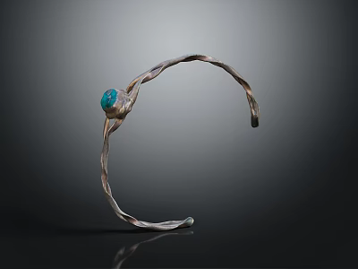 Unique Twisted Metal Bracelet With Blue Stone Fashion Accessory Design 3d model