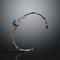 Unique Twisted Metal Bracelet With Blue Stone Fashion Accessory Design