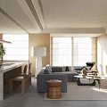 Modern Warm Open Dining And Living Room Interior With Natural Wood Accents And Cozy Furniture