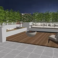 Modern Rooftop Garden Design With Lush Green Plants Sofa And Wooden Deck