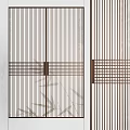 Wooden Room Divider with Vertical Slats and Grid Pattern in Modern Interior Design 3d model