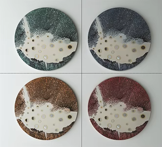 Modern round frame painting decorative painting 3d model