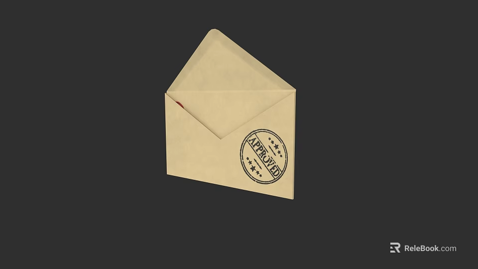 Brown Paper Envelope With Posted Stamp For Daily Household Use 3d model 