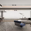 Modern Open Plan Living And Dining Room Interior With Comfortable Stylish Furniture And Soft Lighting