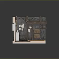 Industrial Style Interior Diorama With Pink Wall Red Door Exposed Pipes Shoe Rack And Plant