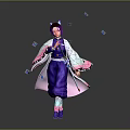 Magical Character In Purple Outfit With Bow Accents And Blue Butterflies Flying Around