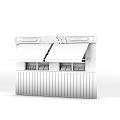 Red and White Striped Awning of Coolers Ice Cream Shop With Sign and Display Windows