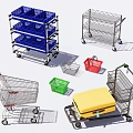 Shopping Carts Colorful Baskets And Trolleys As Essential Public Facilities In Stores