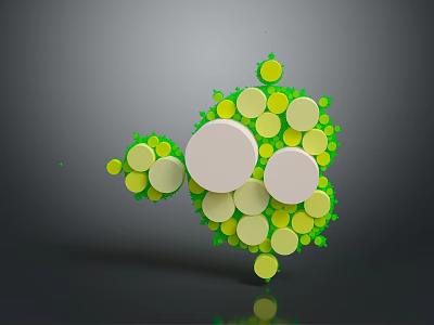 Abstract Modern Furniture Design With Green And White Circular Geometric Shapes And Various Sizes 3d model