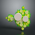 Abstract Modern Furniture Design With Green And White Circular Geometric Shapes And Various Sizes