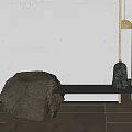 Natural Stone Stool Design For Modern Interior With Decorative Bell And Wooden Base