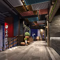 Rustic Restaurant Interior With Wooden Ceiling Colorful Panels Green Plants And Bamboo Decor