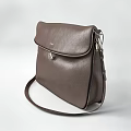 Fossil Dark Brown Genuine Leather Shoulder Bag With Metallic Zipper And Adjustable Strap